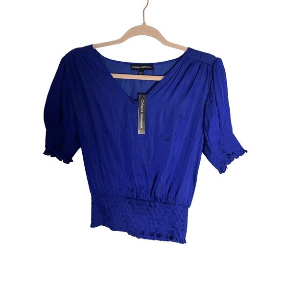 NWT Catherine Malandrino Ultra Violet SS Blouse Corporate Office Fitted - Picture 1 of 4